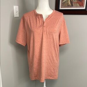 01.ALGO Quick Dry Performance Short Sleeve T-Shirt Henley Orange Recycled UPF